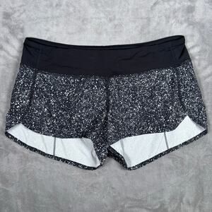 Lululemon Speed Shorts Black White Speckled Running Size 8